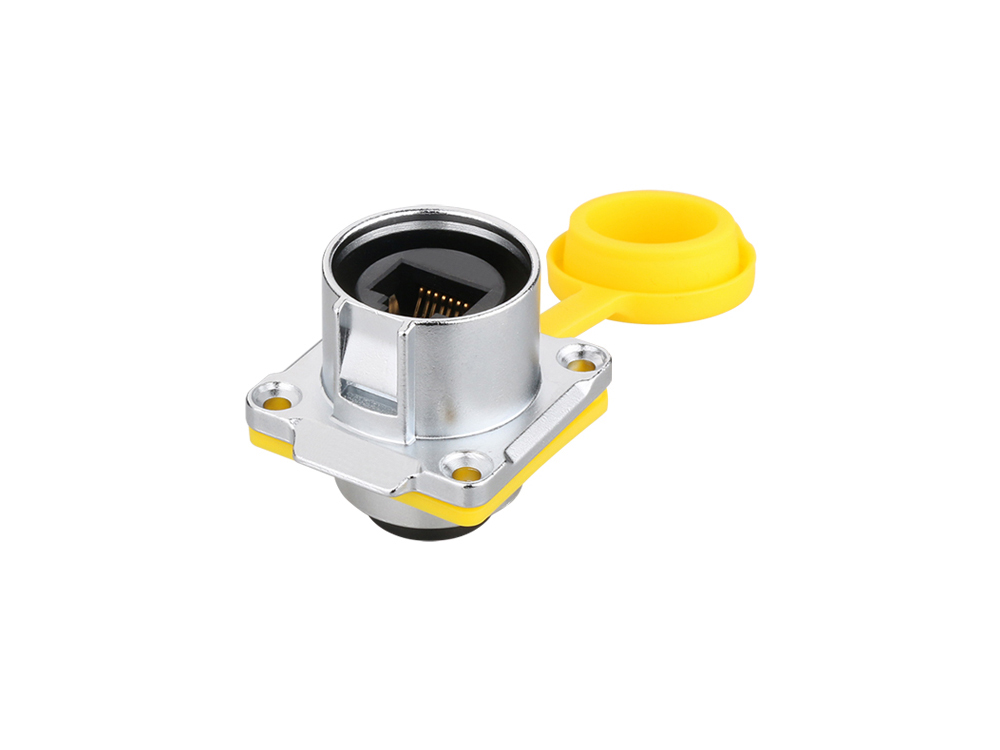 Industrie-Steckverbinder S1 - RJ45 Durchführungskupplung mit Flansch, RJ45 Buchse beidseitig, Metall, M24, IP65/67, Good Connections®