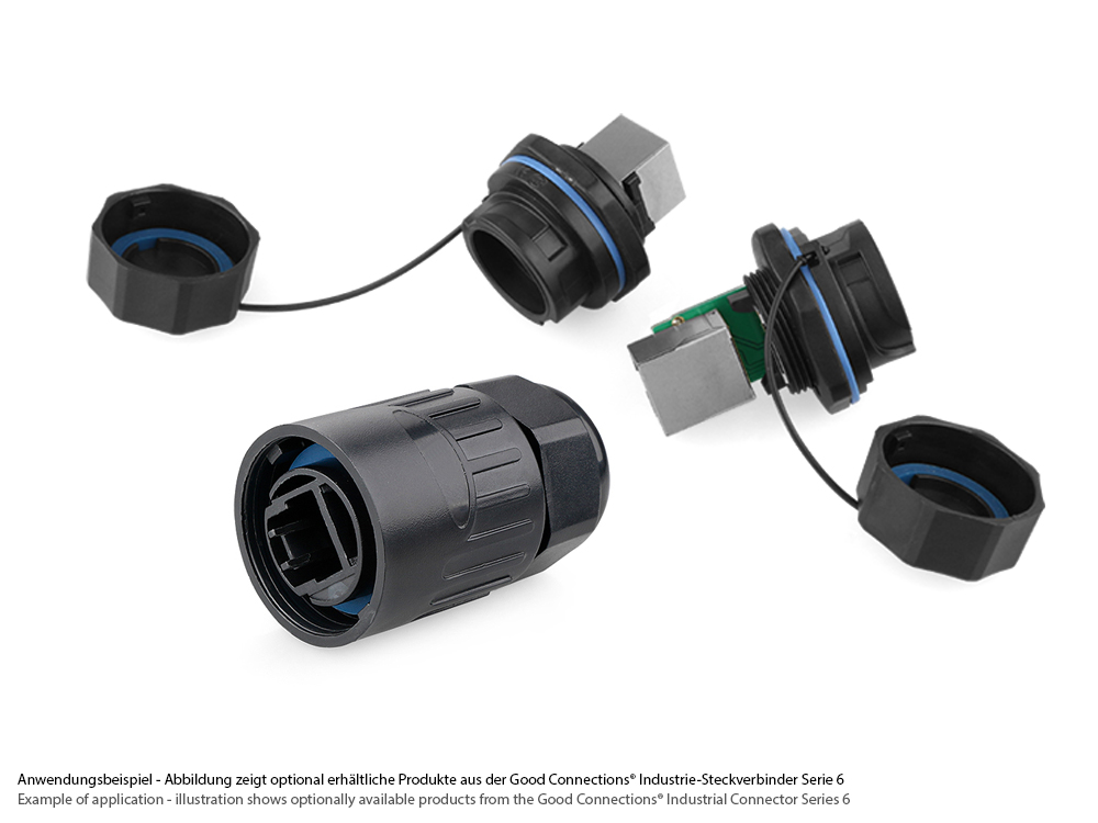 Industrie-Steckverbinder S6 - RJ45 Durchführungskupplung, RJ45 Buchse beidseitig, Bajonett, Good Connections®