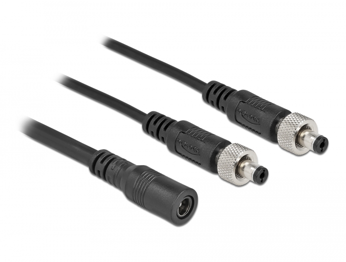 DC Verteilerkabel 5,5 x 2,1 mm 1 x Buchse zu 2 x Stecker verschraubbar, Delock® [86571]