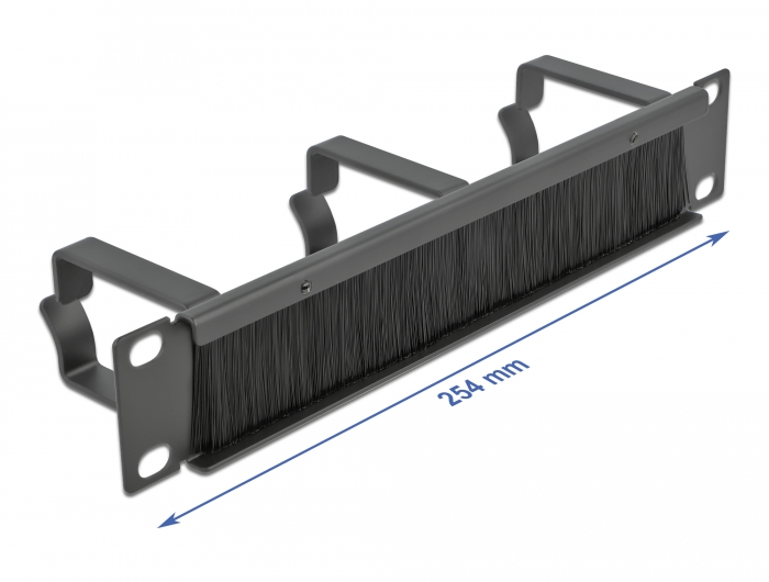 10" Kabelmanagement Bürstenleiste mit 3 Bügeln 1 HE schwarz, Delock® [66487]