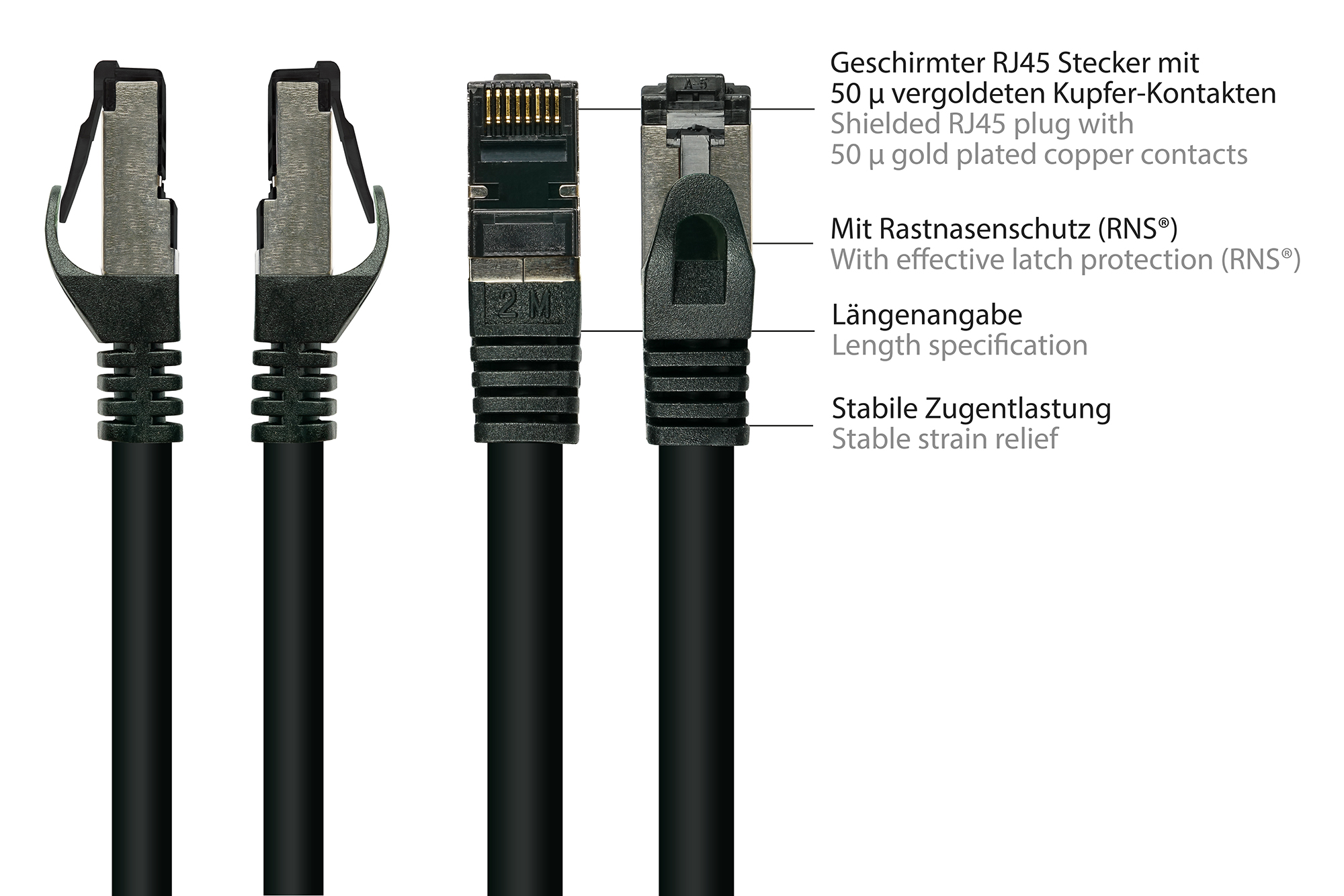 RNS® INDUSTRIE (PUR) Patchkabel SmartFLEX, Cat.6A, S/FTP, PiMF, LSZH, CU, schwarz, 25 m, Good Connections®