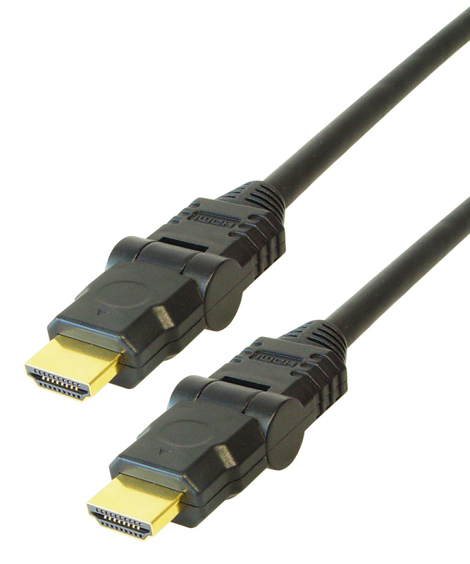 High-Speed-HDMI®-Kabel mit Ethernet, beidseitig knickbar, vergoldete Stecker, 2m, Good Connections®