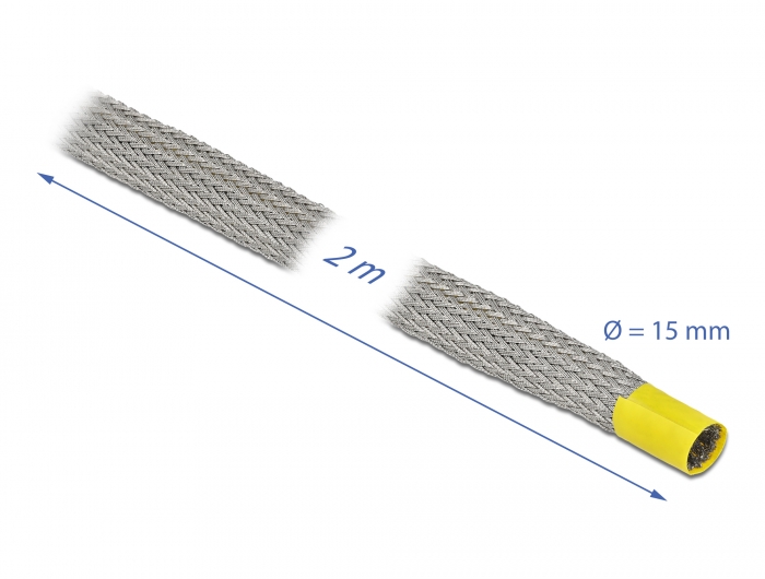 Geflechtschlauch zur EMV Abschirmung dehnbar 2 m x 15 mm, Delock® [20789]