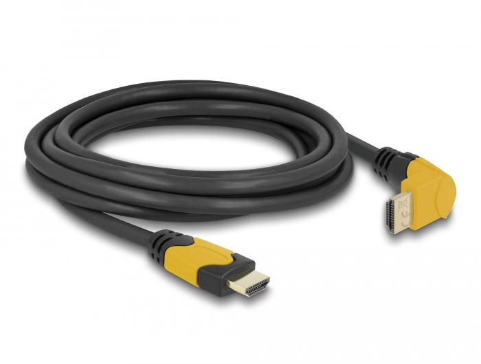 High Speed HDMI Kabel Stecker gerade zu Stecker 90° oben gewinkelt 48 Gbps 8K 60 Hz 3 m, Delock® [86990]