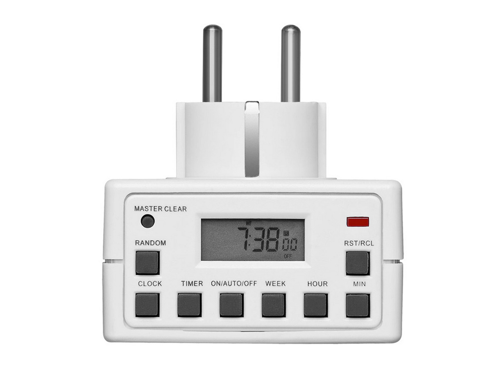 Digitale Tages- und Wochen Zeitschaltuhr, 16 Wochentagkombinationen, inkl. Back-up Akku, weiß