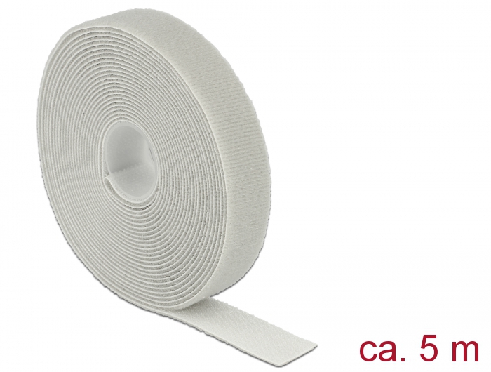 Klett-Kabelbinder L 5 m x B 20 mm, Rolle, grau, Delock® [18280]