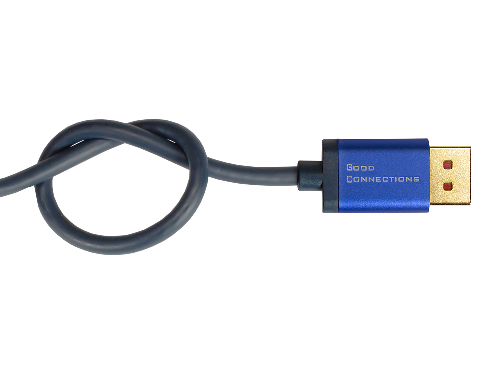 DisplayPort 1.4 an HDMI 2.0 SmartFLEX Kabel, 4K UHD @60Hz, Aluminiumgehäuse, CU, dunkelblau, 5m, Good Connections®