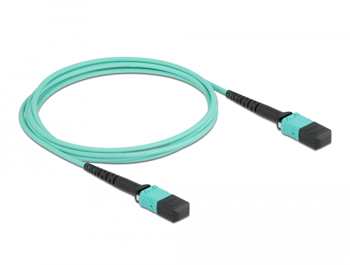 LWL Kabel MPO Buchse zu MPO Buchse 12 Fasern, Polarität A, Multimode OM4, 50/125 µm, 2 m, Delock® [86956]