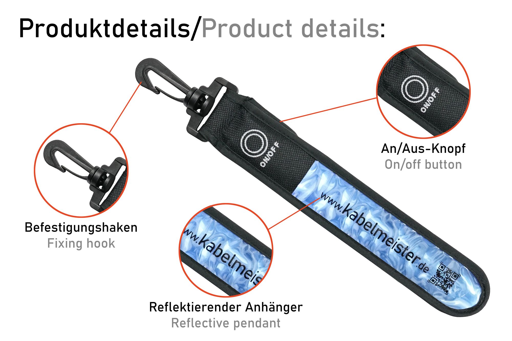 kabelmeister® LED Leuchtband mit Befestigungshaken, blau - 5er-Set