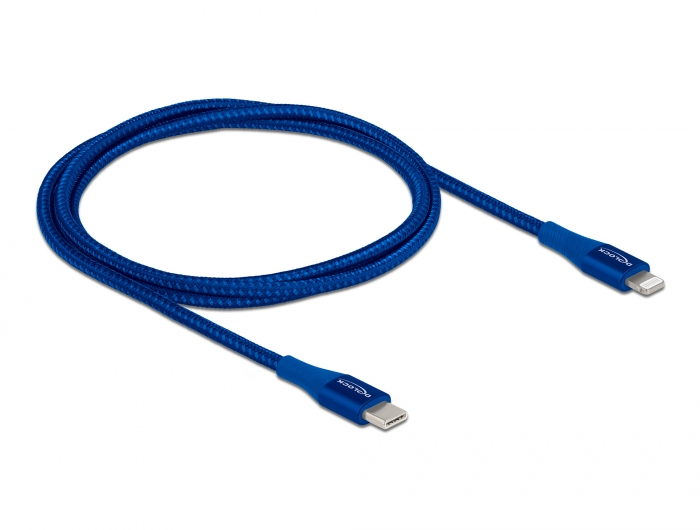 Daten- und Ladekabel USB Type-C™ zu Lightning™ für iPhone™, iPad™ und iPod™ blau 1 m MFi, Delock® [85416]