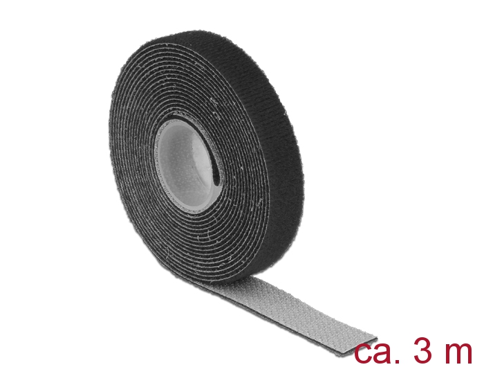 Klett-Kabelbinder L 3m x B 13mm, Rolle, schwarz, Delock® [18710]