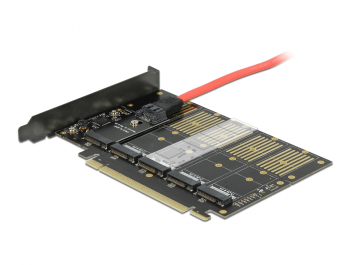PCI Express x16 Karte zu 5 x intern M.2 Key B / SATA, Delock® [90435]