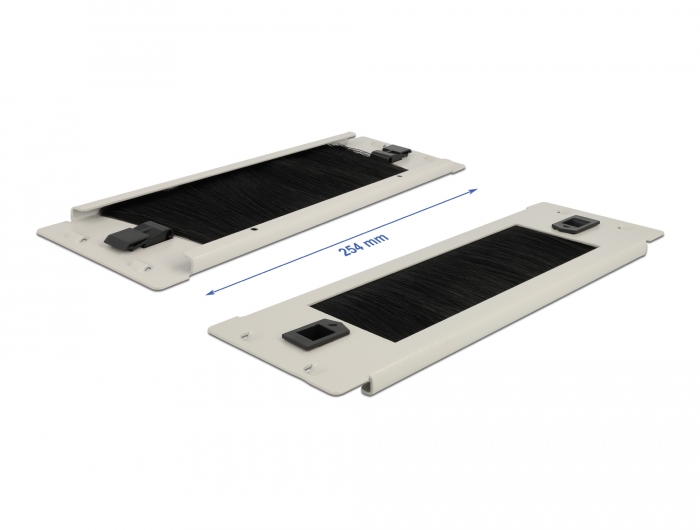 10" Kabelmanagement Bürstenleiste werkzeugfrei 2 HE grau, Delock® [66619]