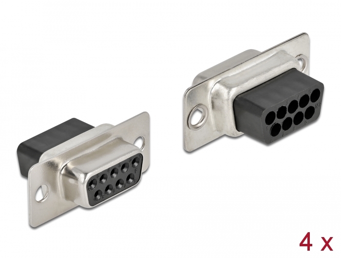 D-Sub 9 Pin Crimp Buchse, Metall, 4 Stück, Delock® [66719]
