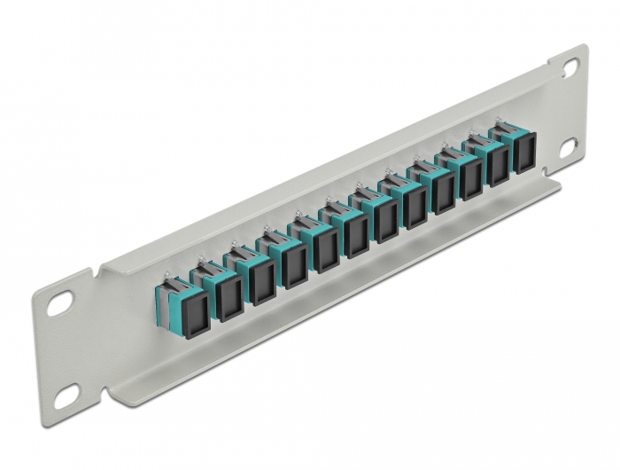 10" LWL Patchpanel 12 Port SC Simplex aqua 1 HE grau, Delock® [66784]