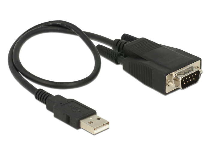 Adapter USB 2.0 Typ-A Stecker an 1 x Seriell RS-232 DB9 Stecker mit Schrauben und Muttern ESD Überspannungsschutz , Delock® [62958]
