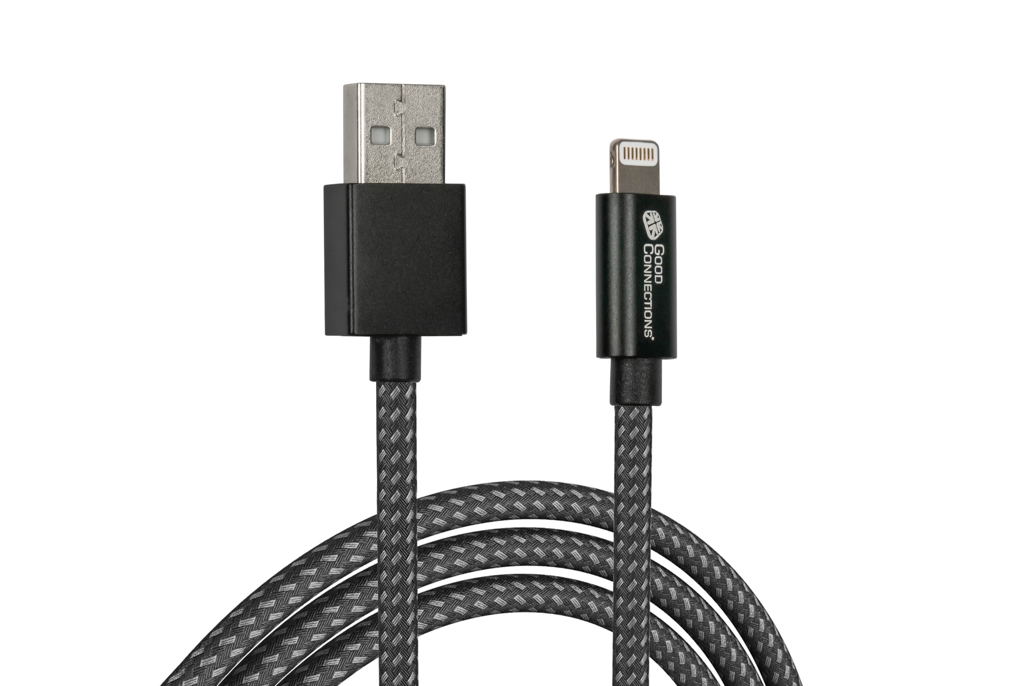 USB 2.0 Lade- und Datenkabel für iPhone/iPad/iPod, USB-A Stecker an Lightning™ Stecker, MFI zertifiziert, 12W, schwarz, 0,5m, Good Connections®