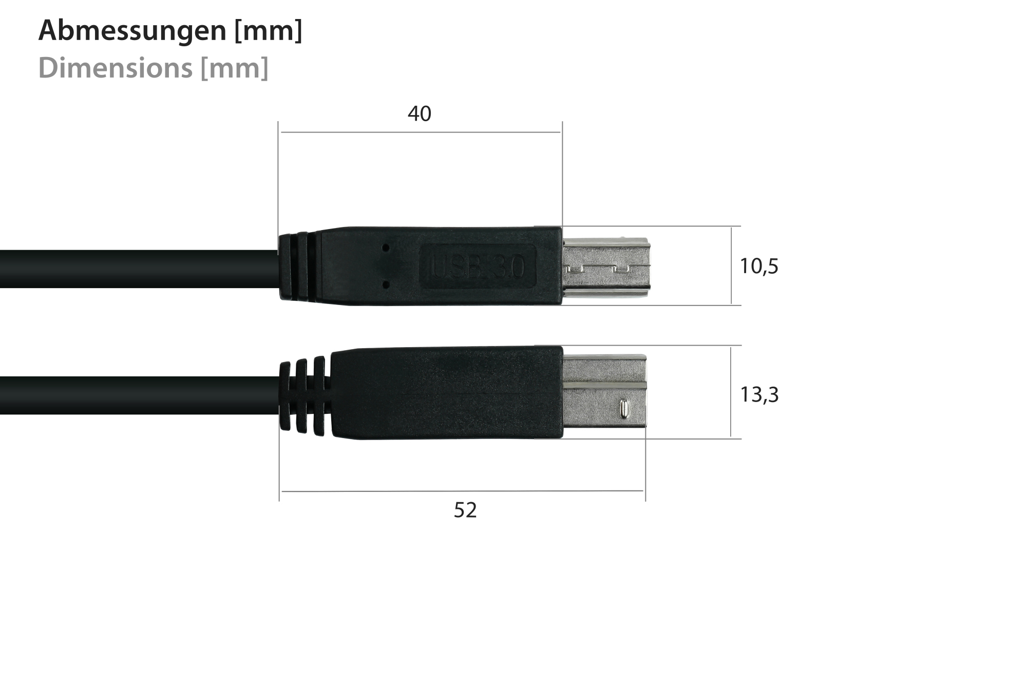 kabelmeister® Anschlusskabel USB 3.0 Stecker A an Stecker B, Premium, DATA AWG28 / Power AWG24, UL, KUPFER, schwarz, 1,8m