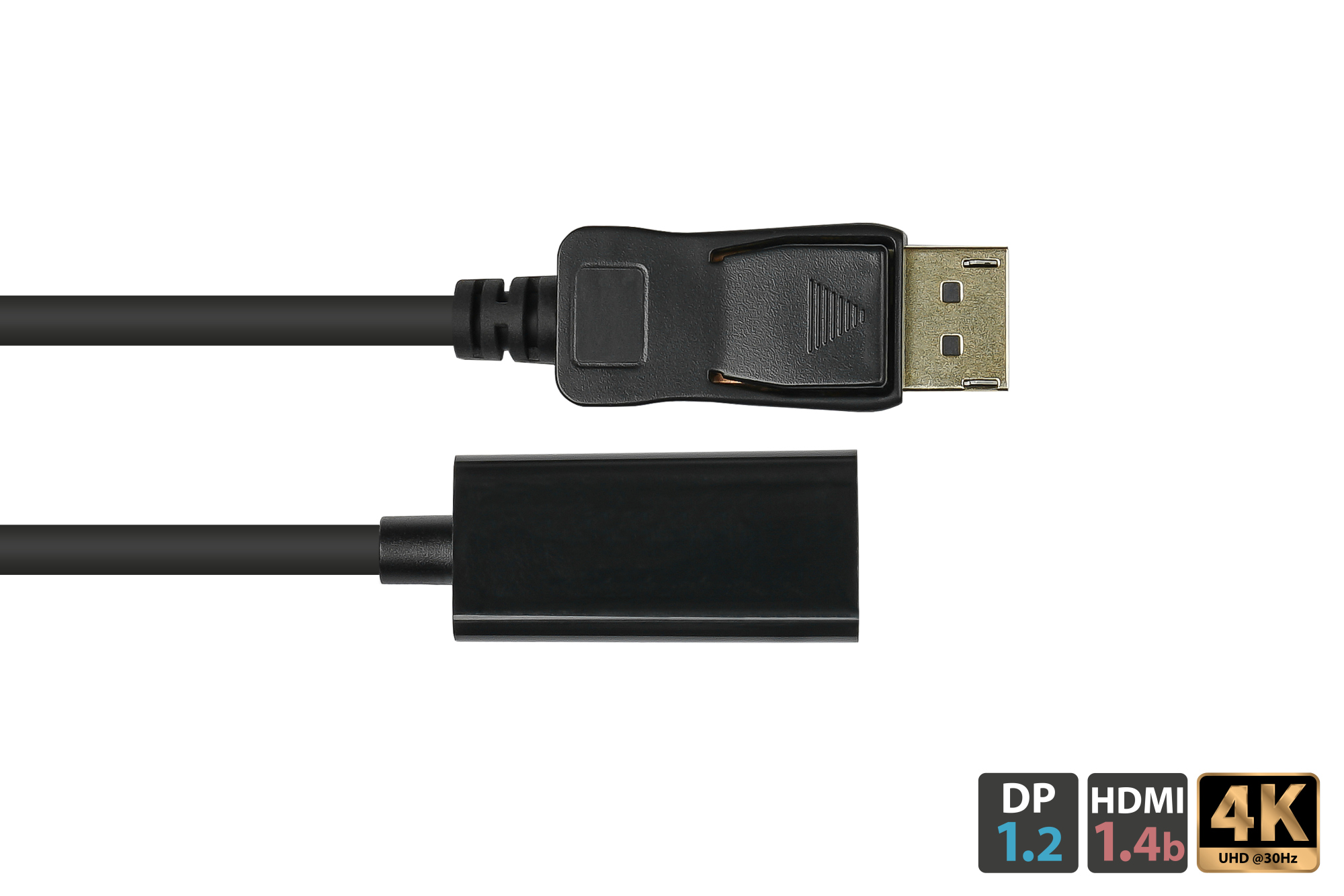 Adapter DisplayPort 1.2 Stecker an HDMI 1.4b Buchse, 4K @30Hz, vergoldete Kontakte, ca. 20cm, Good Connections®