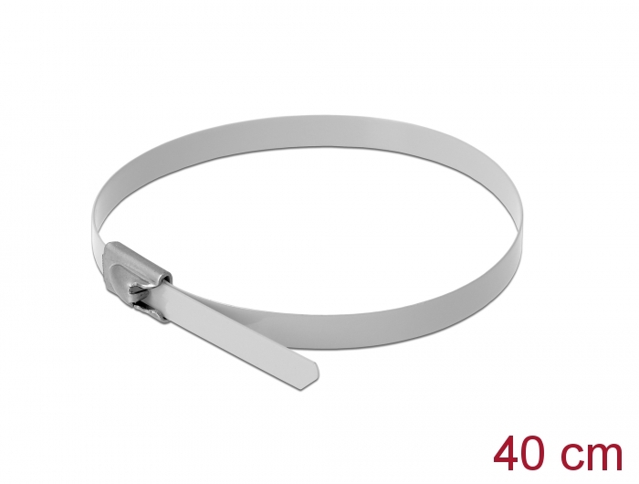 Edelstahlkabelbinder L 400 x B 4,6 mm weiß 10 Stück, Delock® [18819]