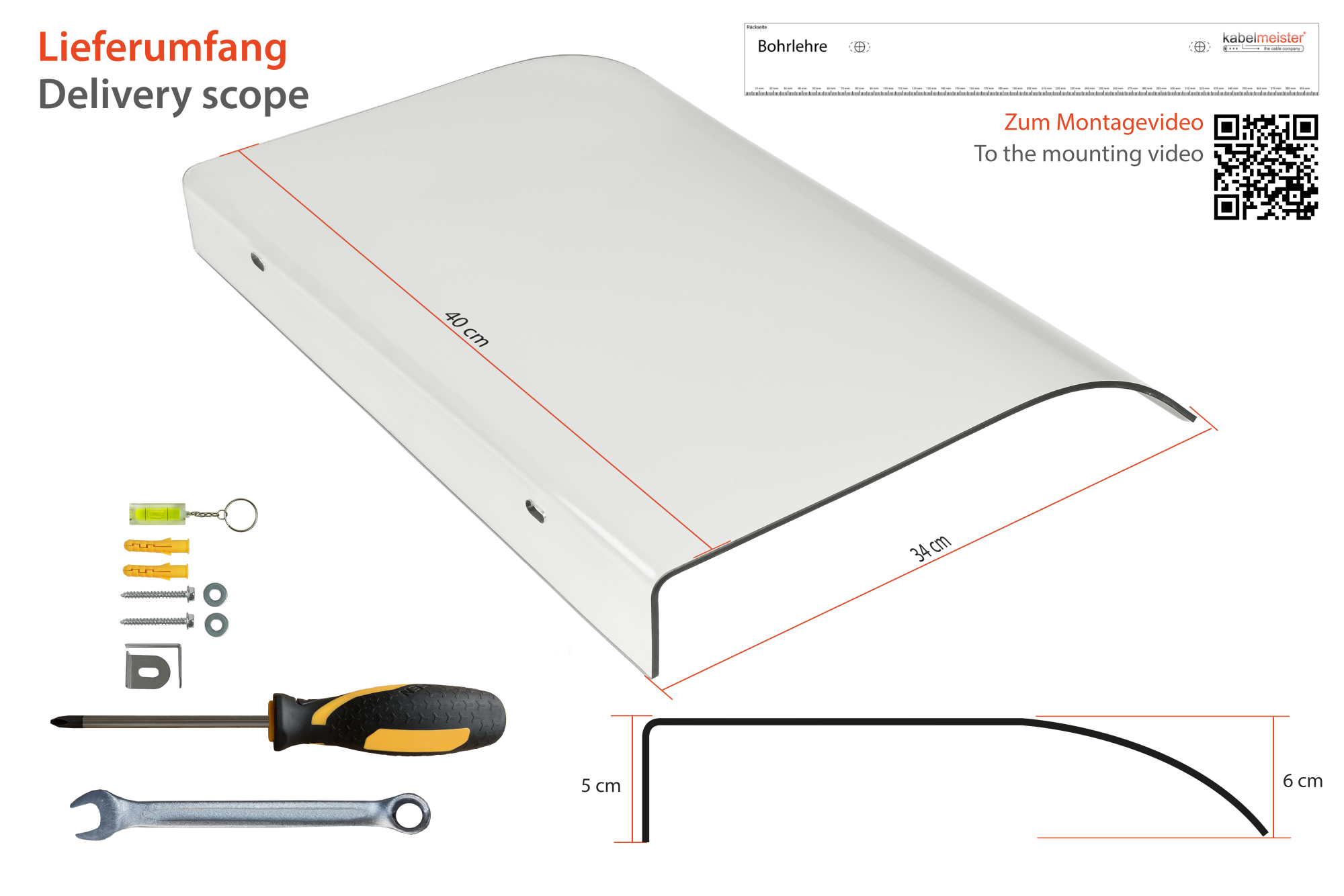 Wallbox-Überdachung - Regenschutz - UV-resistent - B 40 cm x T 34 cm