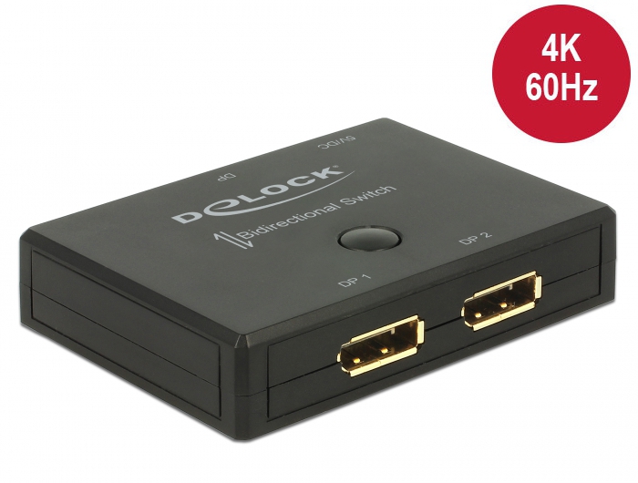 DisplayPort 2 - 1 Umschalter bidirektional 4K 60 Hz, Delock® [18750]