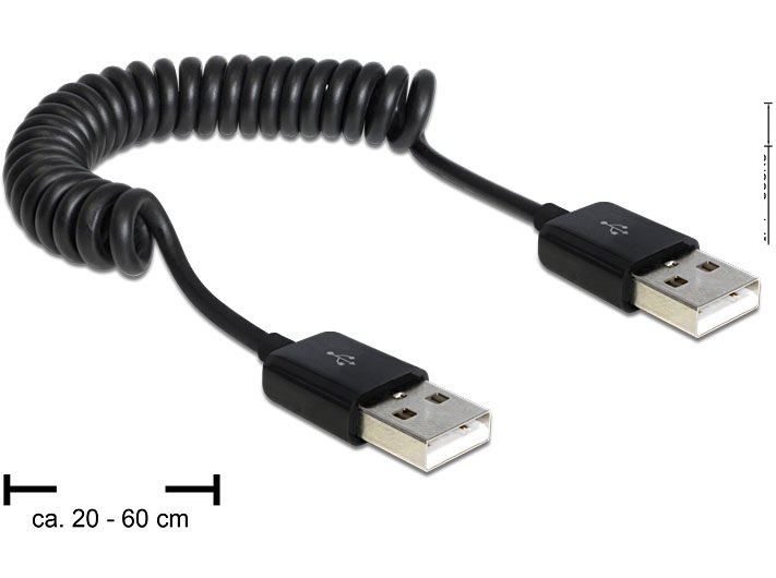 Kabel USB 2.0-A St/St Spiralkabel, Delock ® [83239]