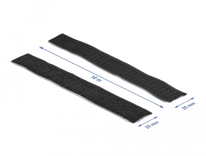 Klettband selbstklebend mit Haft- und Flauschband L 10 m x B 25 mm schwarz, Delock® [19081]