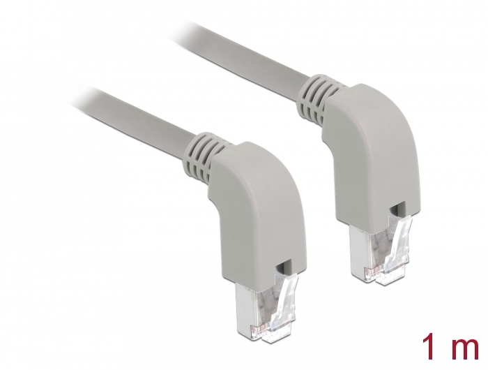 Netzwerkkabel RJ45 Cat.6 S/FTP unten / unten gewinkelt, grau, 1 m, Delock® [85868]