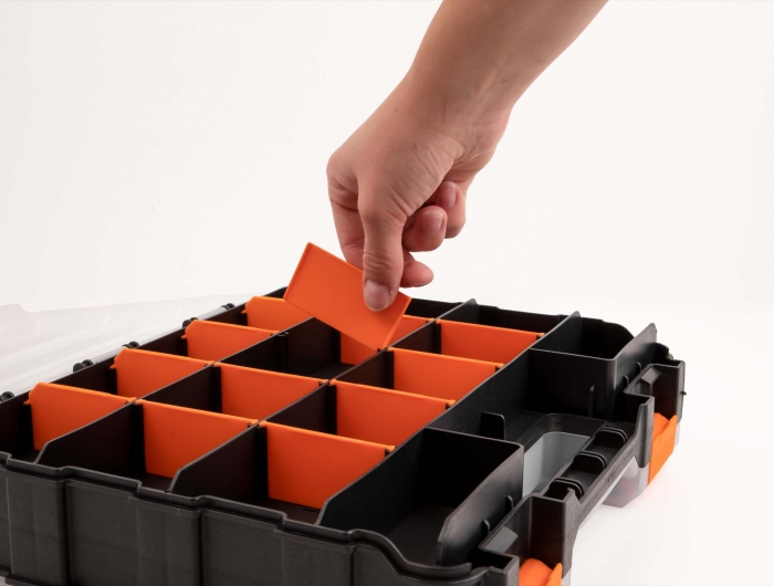 Sortimentsbox mit 34 Fächern 320 x 270 x 80 mm orange / schwarz, Delock® [18417]