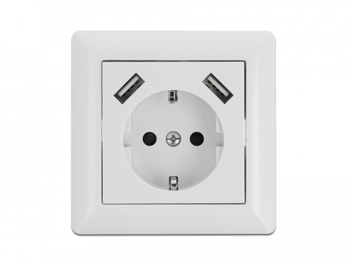 Einbausteckdose mit 2 x USB Typ-A Ladeport 2,8 A , Delock® [11473]