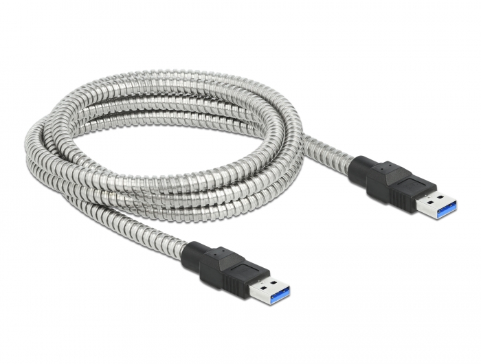 USB 3.2 Gen 1 Kabel Typ-A Stecker zu Typ-A Stecker mit Metallmantel 2 m, Delock® [86776]