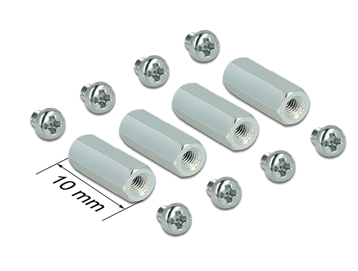 Befestigungsset M2,5 Abstandhalter 6-Kant Innen/Innen für Raspberry Pi 10mm, Delock® [18218]