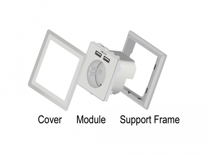 Einbausteckdose mit 2x USB Typ-A Ladeport 2,4 A, Delock® [11471]