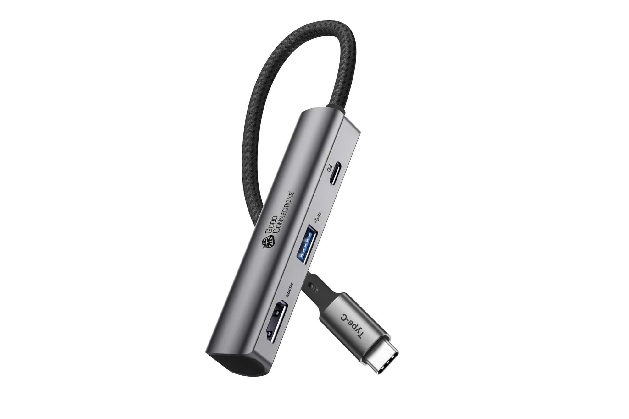 USB-C™-Hub (3-Port), 1x HDMI 2.0, 1x USB-C™ (PD 94W), USB 3.0 A, anthrazit, Good Connections®
