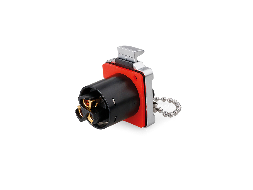 Industrie-Steckverbinder S2 - Power (3-Pin) Durchführungskupplung mit Arretierung und Flansch, Schraubanschluss, Metall, M24, IP67, Good Connections®