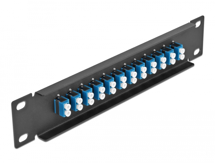10" LWL Patchpanel 12 Port LC Duplex blau 1 HE schwarz, Delock® [66765]
