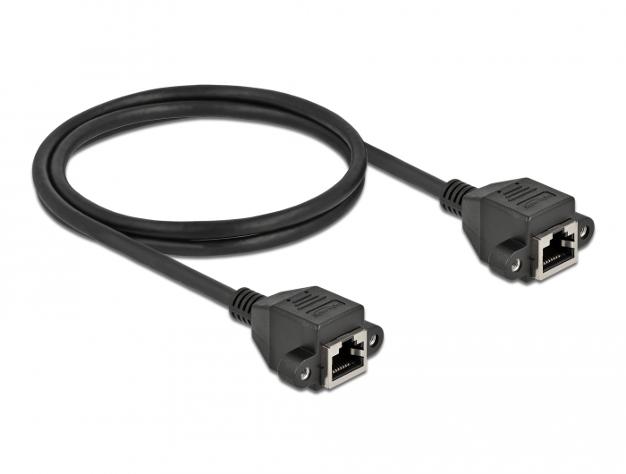 Netzwerk Verlängerungskabel S/FTP RJ45 Buchse zu RJ45 Buchse Cat.6A 1 m schwarz, Delock® [87009]