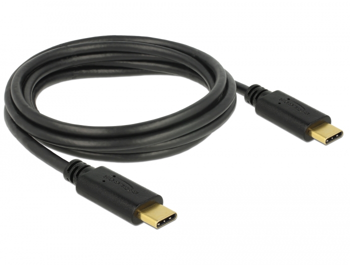USB 2.0 Kabel Type C™ zu Type C™, 5A E-Marker, schwarz, 2m, Delock® [83324]