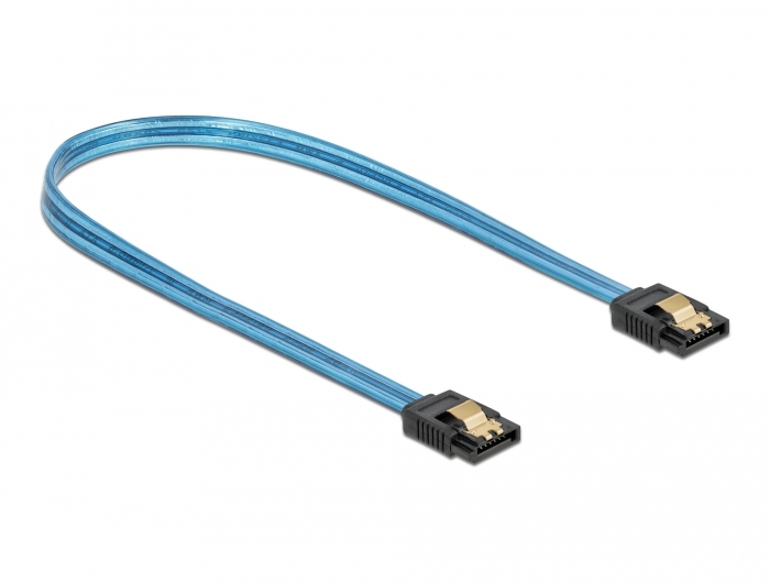 SATA 6 Gb/s Kabel UV Leuchteffekt blau 70 cm, Delock® [82133]