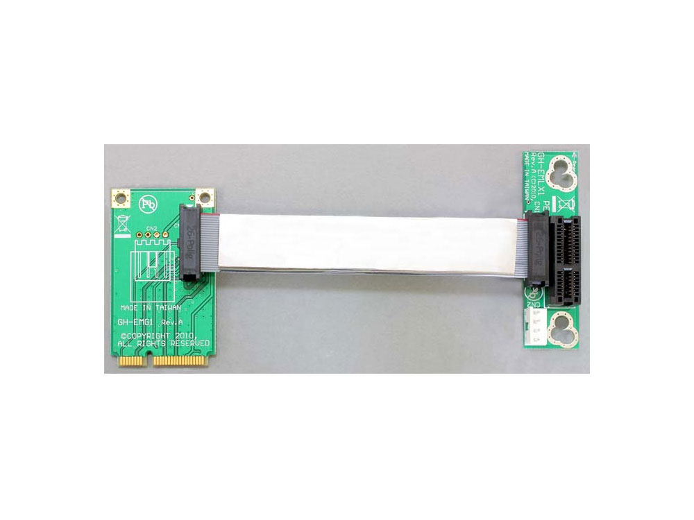Schnittstellenkarte, Riser PCI Express Mini an PCI Express mit flexiblem Kabel 13 cm links gerichtet, Delock® [41370]