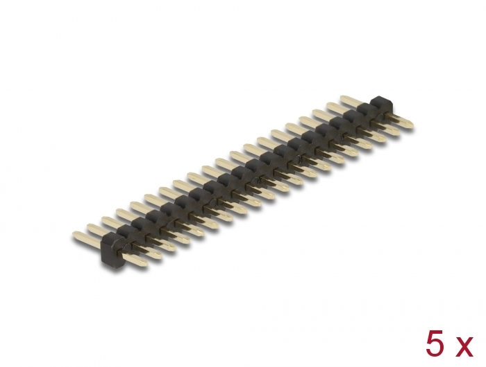 Stiftleiste 20 Pin, Rastermaß 1,27 mm, 1-reihig, gerade, 5 Stück, Delock® [66687]