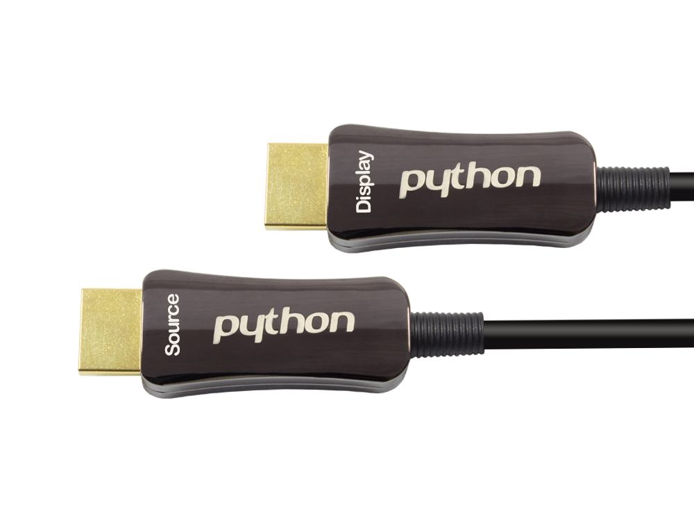 Optisches Hybrid HDMI™ 2.0 Anschlusskabel, 4K2K / UHD 60Hz, vergoldete Stecker und Kupferkontakte, schwarz, 80m, PYTHON® Series