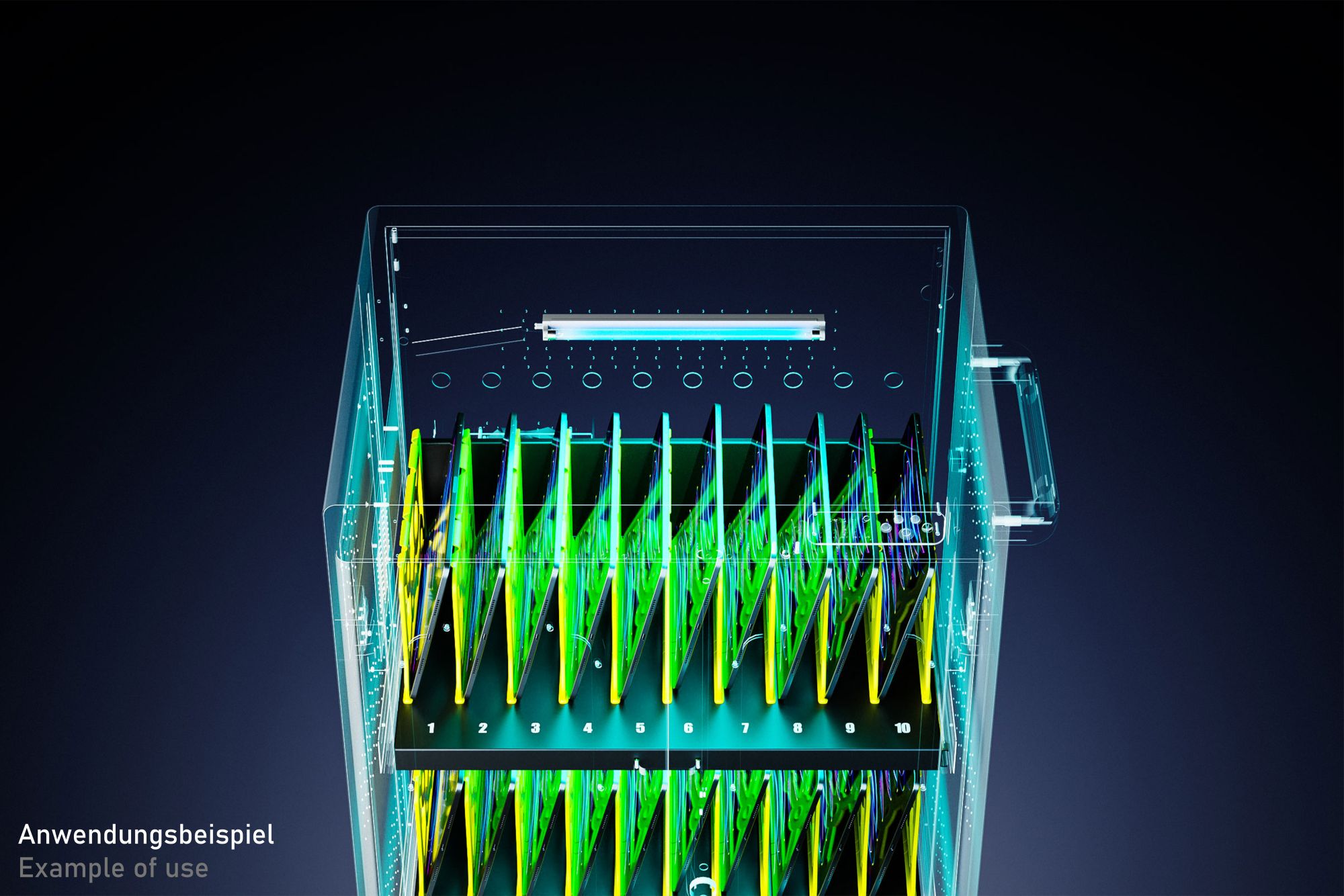 Good Connections® ANTARES N40E Notebook-Ladewagen bis 15,6", UV-C Desinfektion, Einschaltverzögerung, schwarz