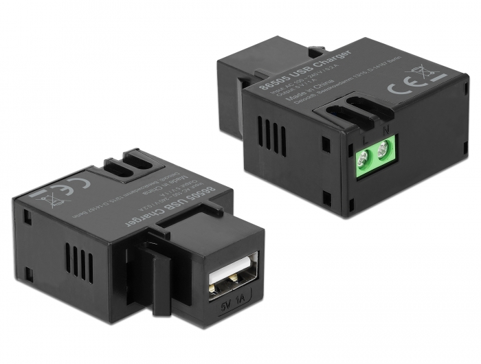 Keystone Modul mit USB Typ-A Ladebuchse 1 A schwarz, Delock® [86505]