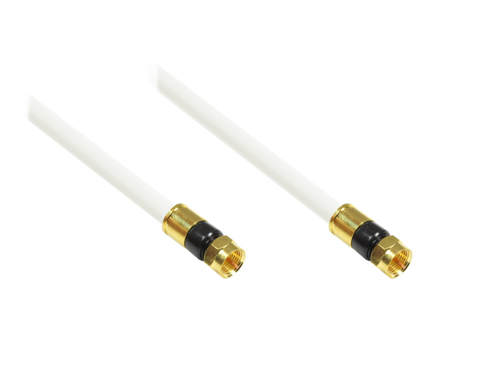 SAT Antennenkabel, F-Kompressionsstecker beidseitig (vergoldet), 5x geschirmt (class A, >100dB / 75 Ohm), CU, weiß, 2,5m, Good Connections®