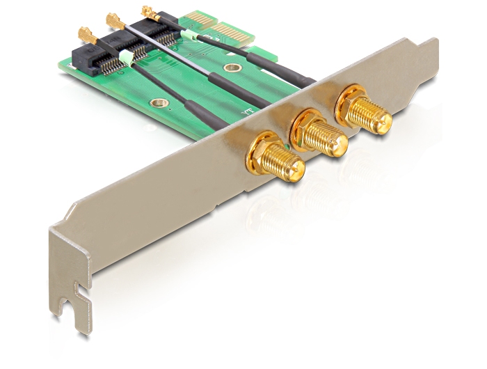PCIe Karte zu Mini PCIe 3x RP-SMA Antennenanschluss, Delock® [89294]