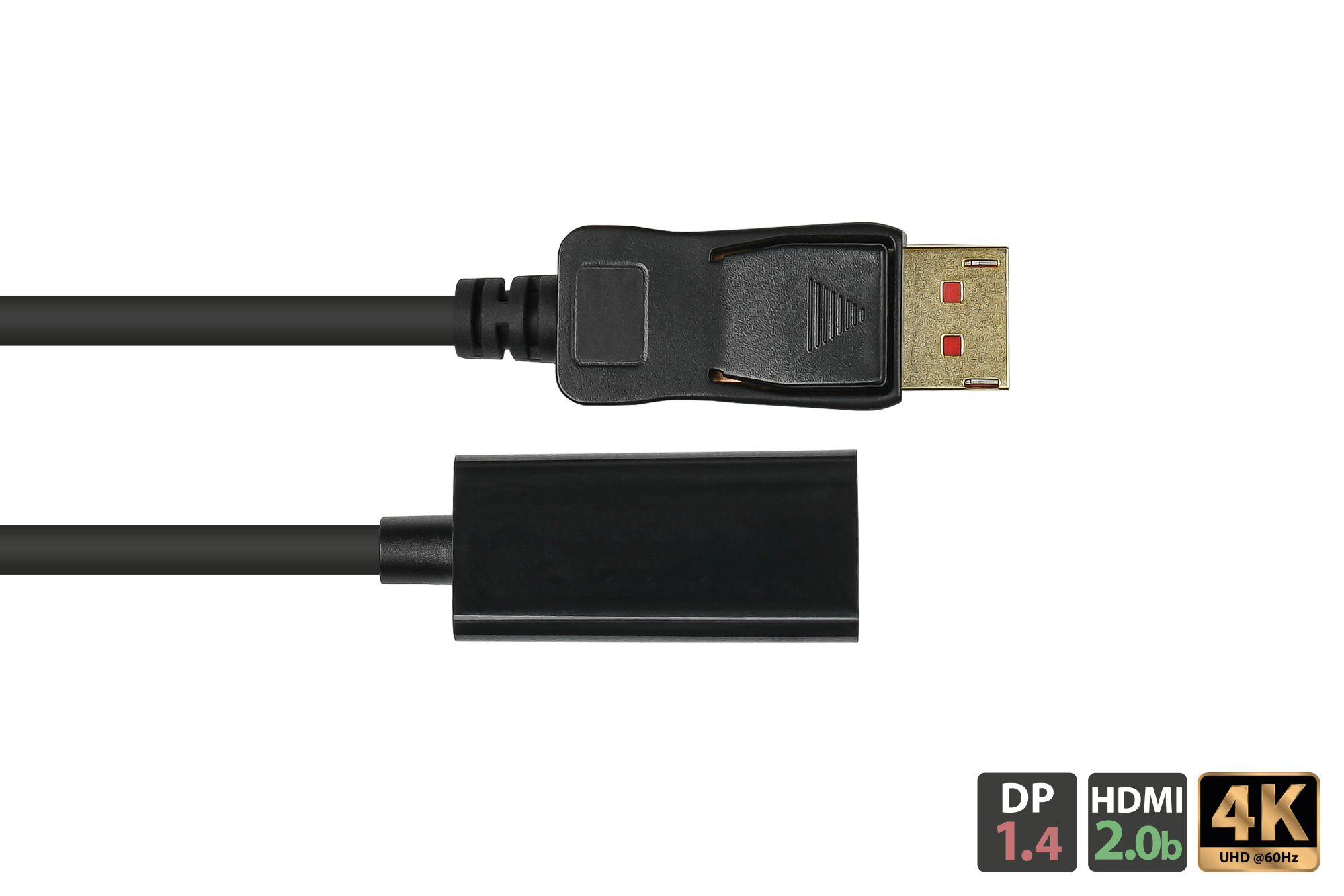 Adapter DisplayPort 1.4 Stecker an HDMI 2.0b Buchse, 4K @60Hz, vergoldete Kontakte, ca. 20cm, Good Connections®