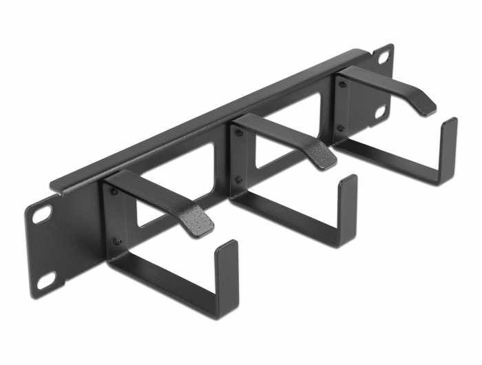 10" Kabelmanagement Rangierpanel mit 2 Öffnungen und 3 Bügeln 1 HE schwarz, Delock® [66656]