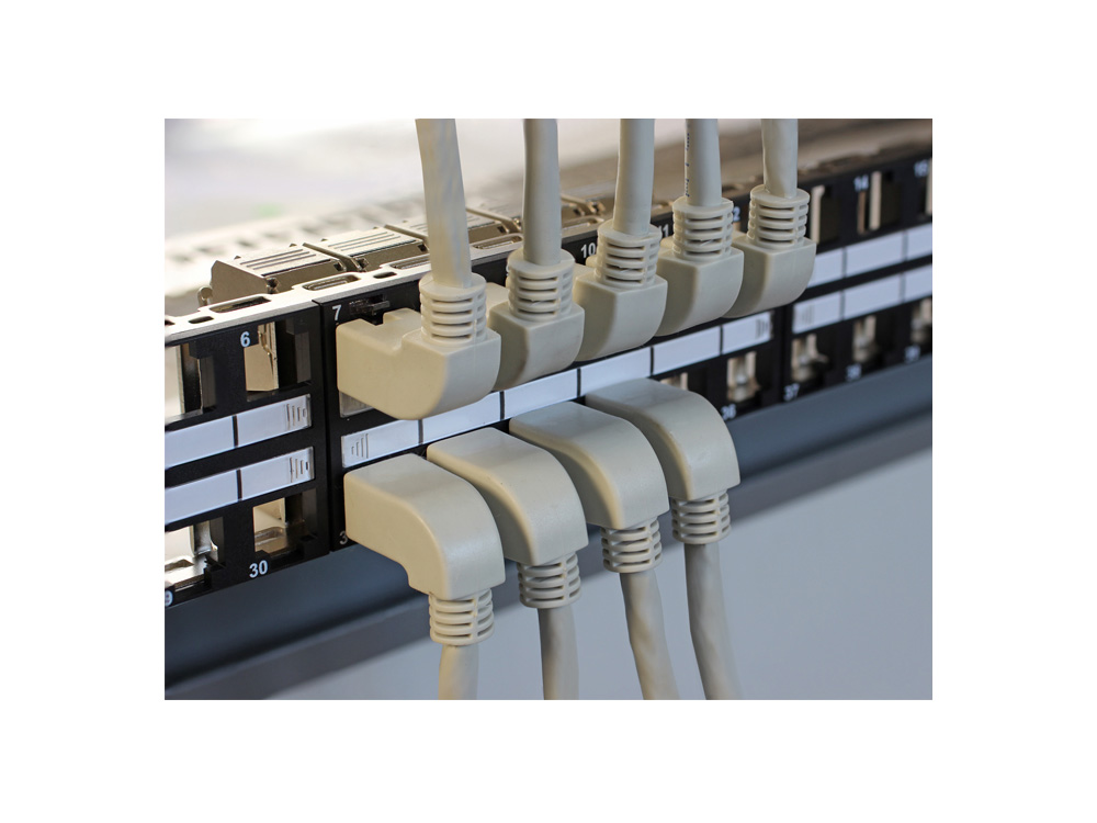 Patchkabel, Cat. 5e, S/FTP, beidseitig 90° nach unten gewinkelt, grau, 2m, Delock® [83512]